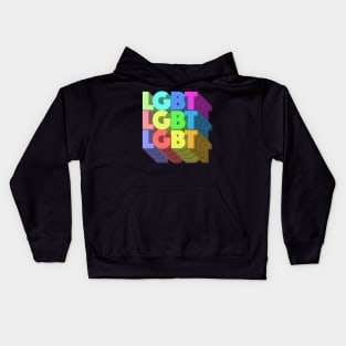 LGBT 70s Retro Style 3D Rainbow Block Design Kids Hoodie